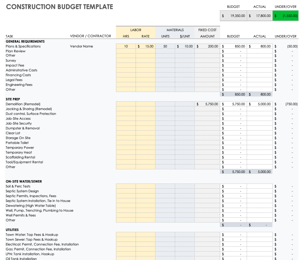 Free Construction Project Management Templates in Excel