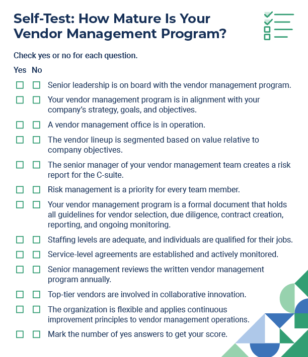 Self Test How Mature is Your Vendor Management Program