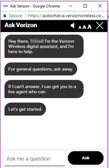Verizon Chat Ask
