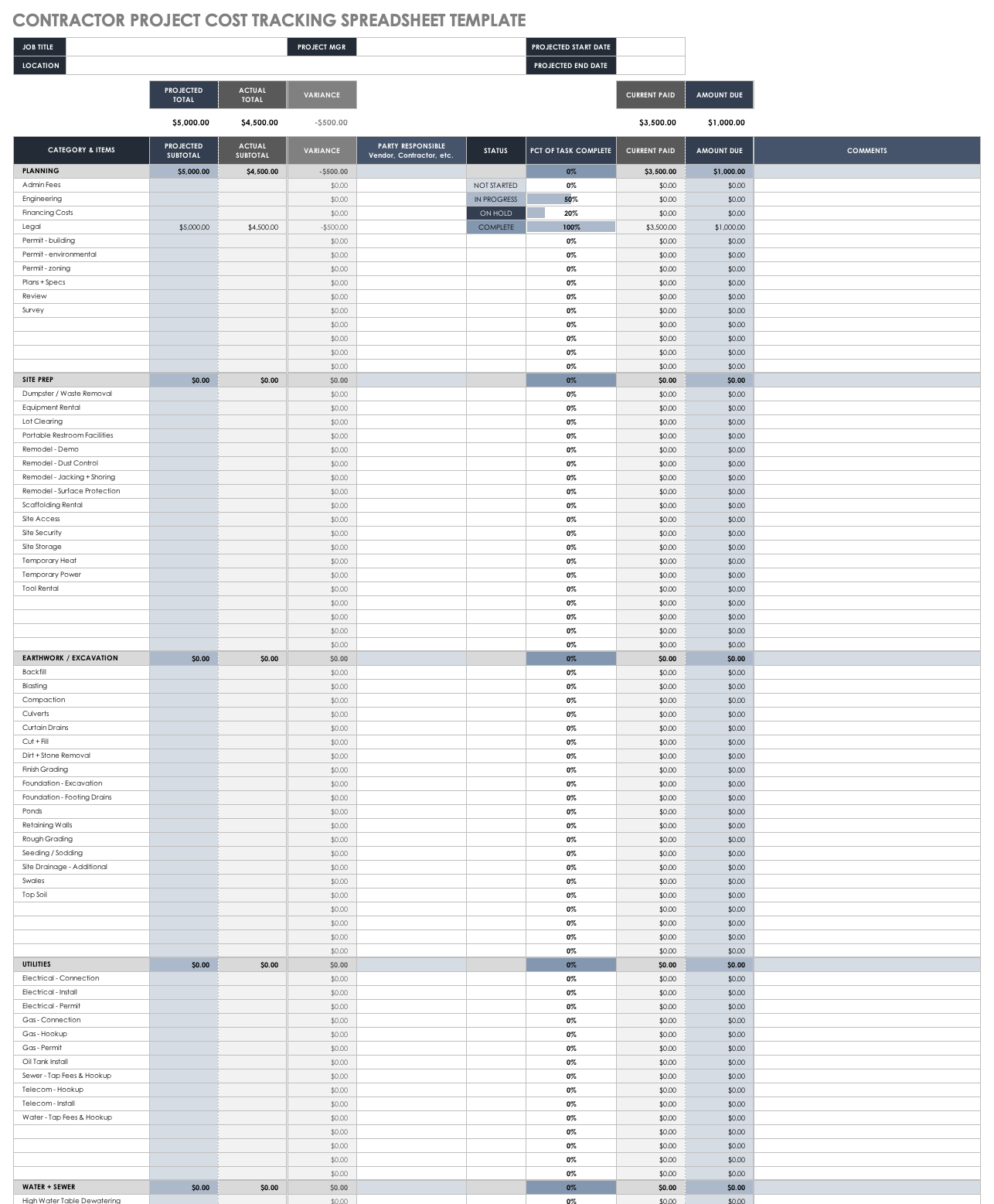 job costing excel template