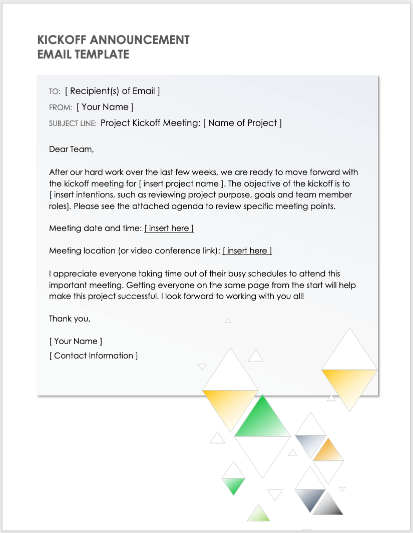 Kickoff Announcement Email Template