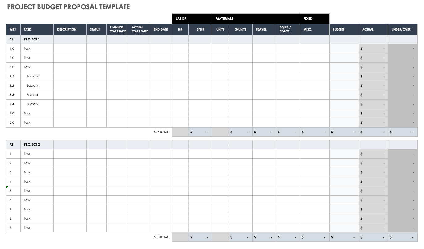 Project Budget Proposal Template