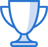 Blue icon of a trophy