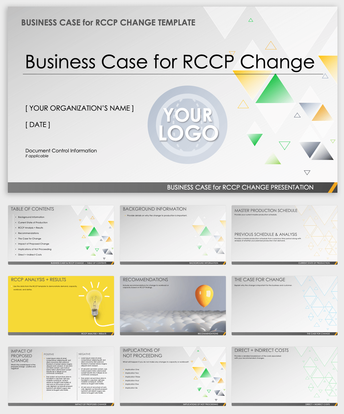 Business Case for RCCP Change Presentation Template
