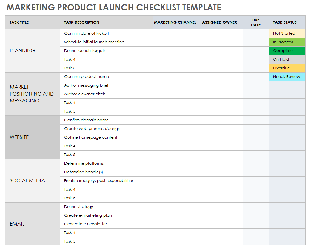 Marketing Product Launch Checklist Template