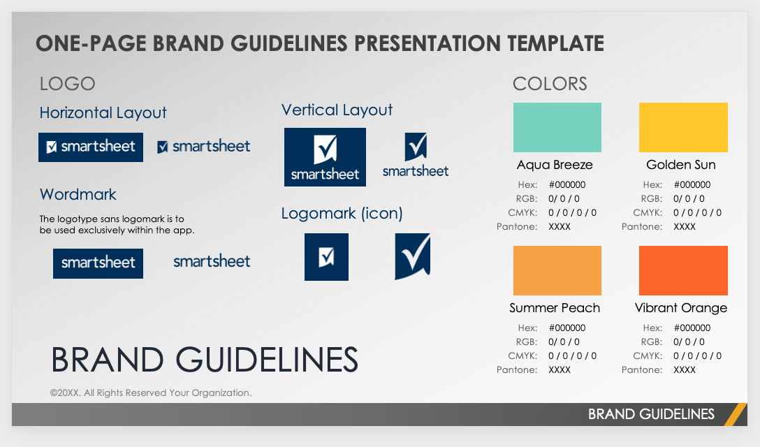 One Page Brand Guidelines Presentation Template Powerpoint