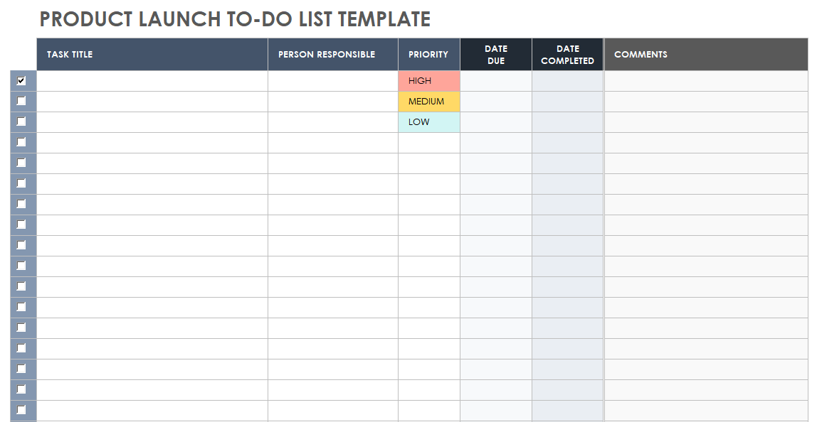 Product Launch To Do List Template