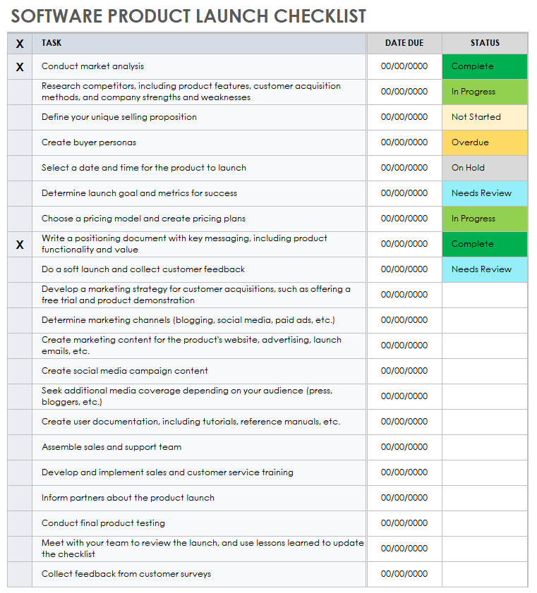 Free Product Launch Checklist Templates | Smartsheet