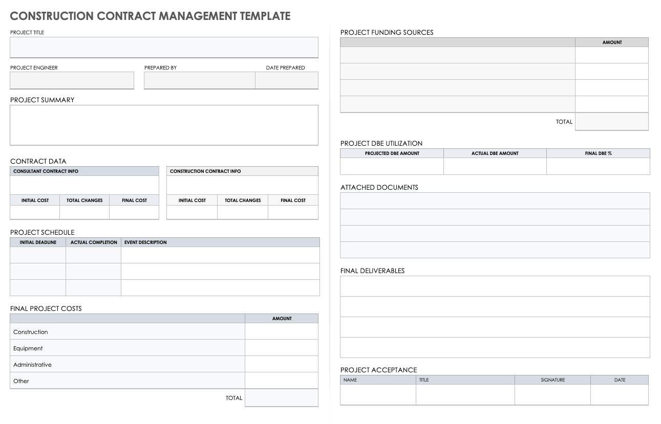 Construction Contract Management Template