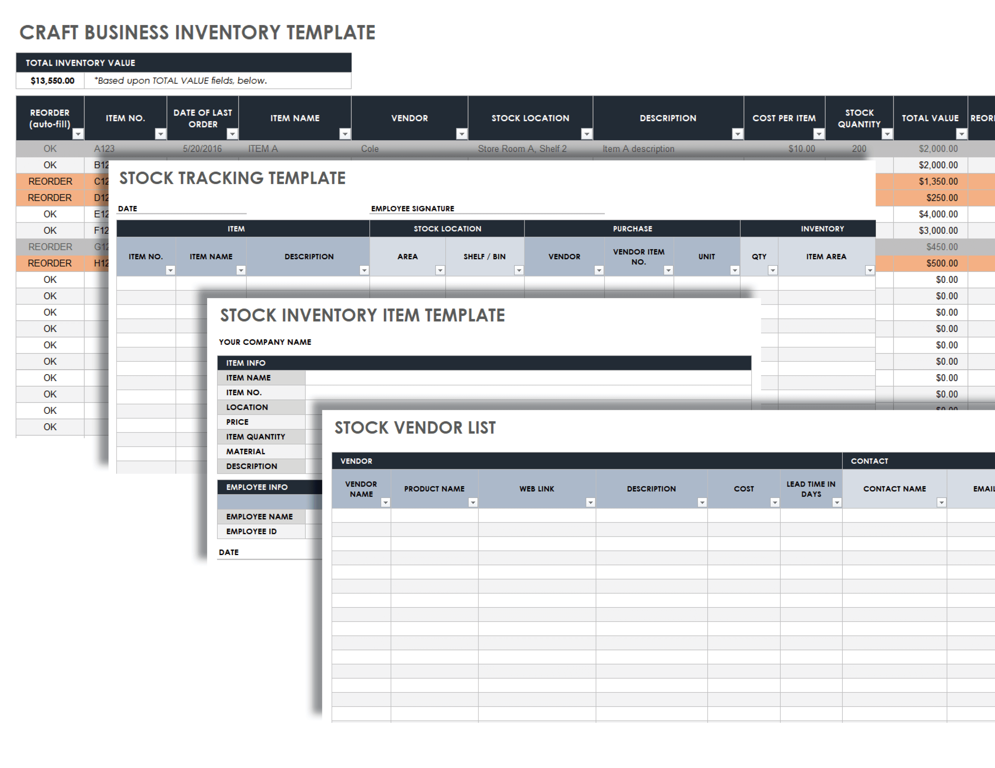 Craft Business Inventory Template