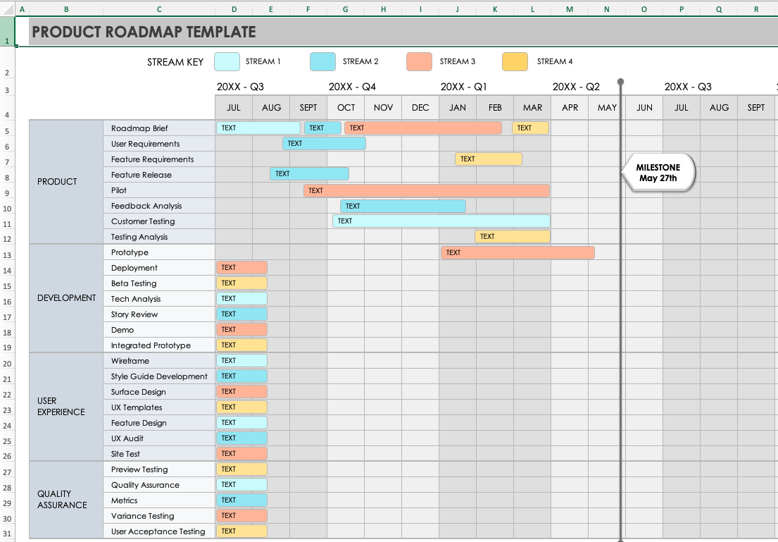 business roadmap excel