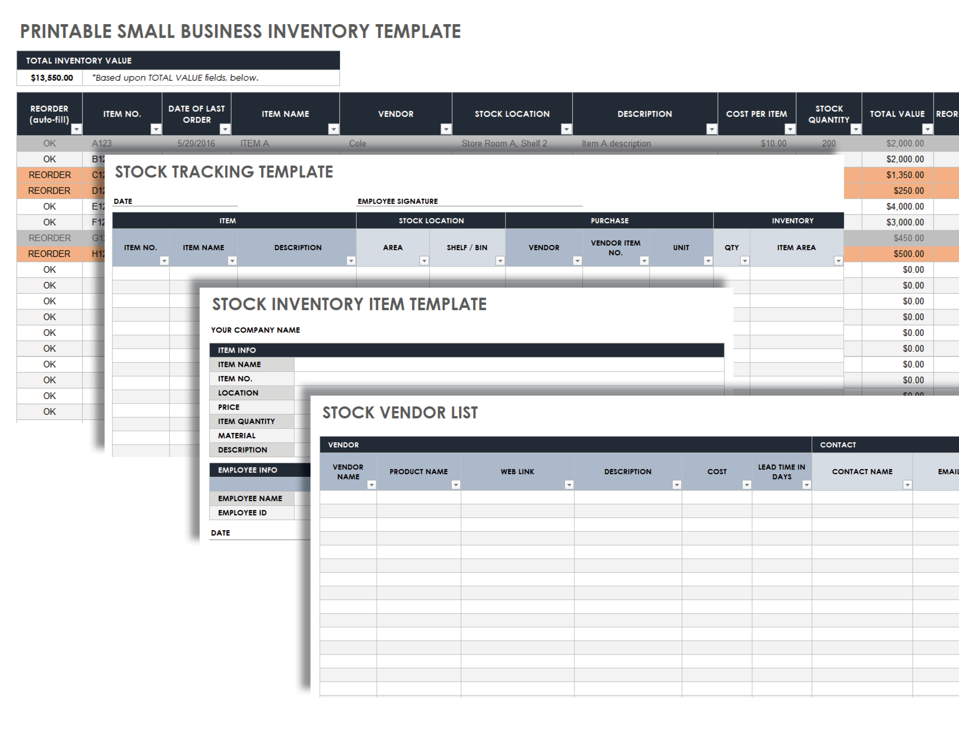 Printable Small Business Inventory Template