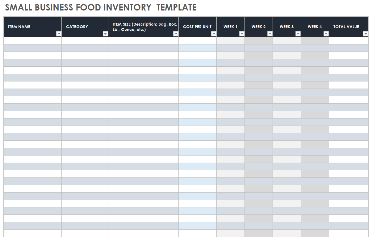 Small Business Food Inventory Template