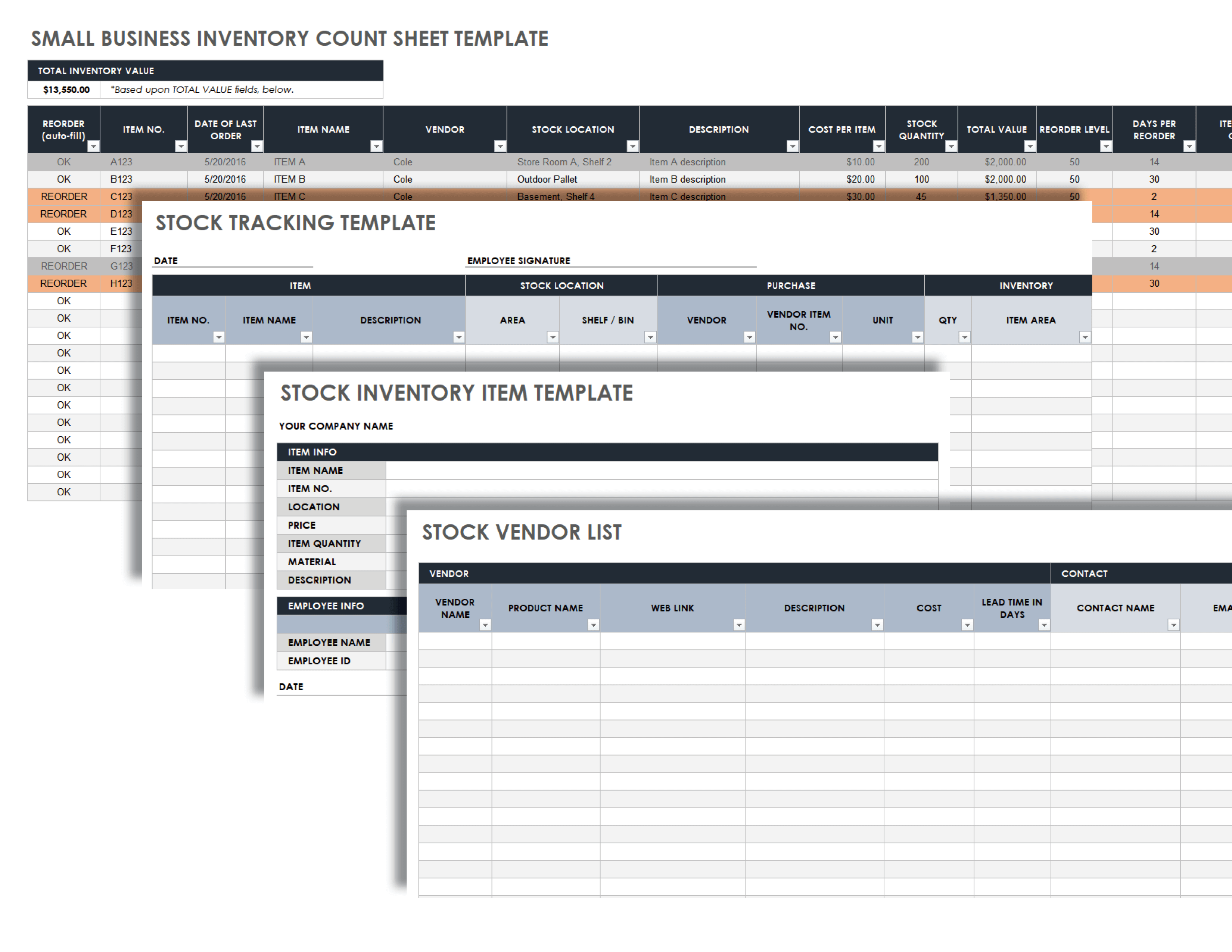 Small Business Inventory Count Sheet Template