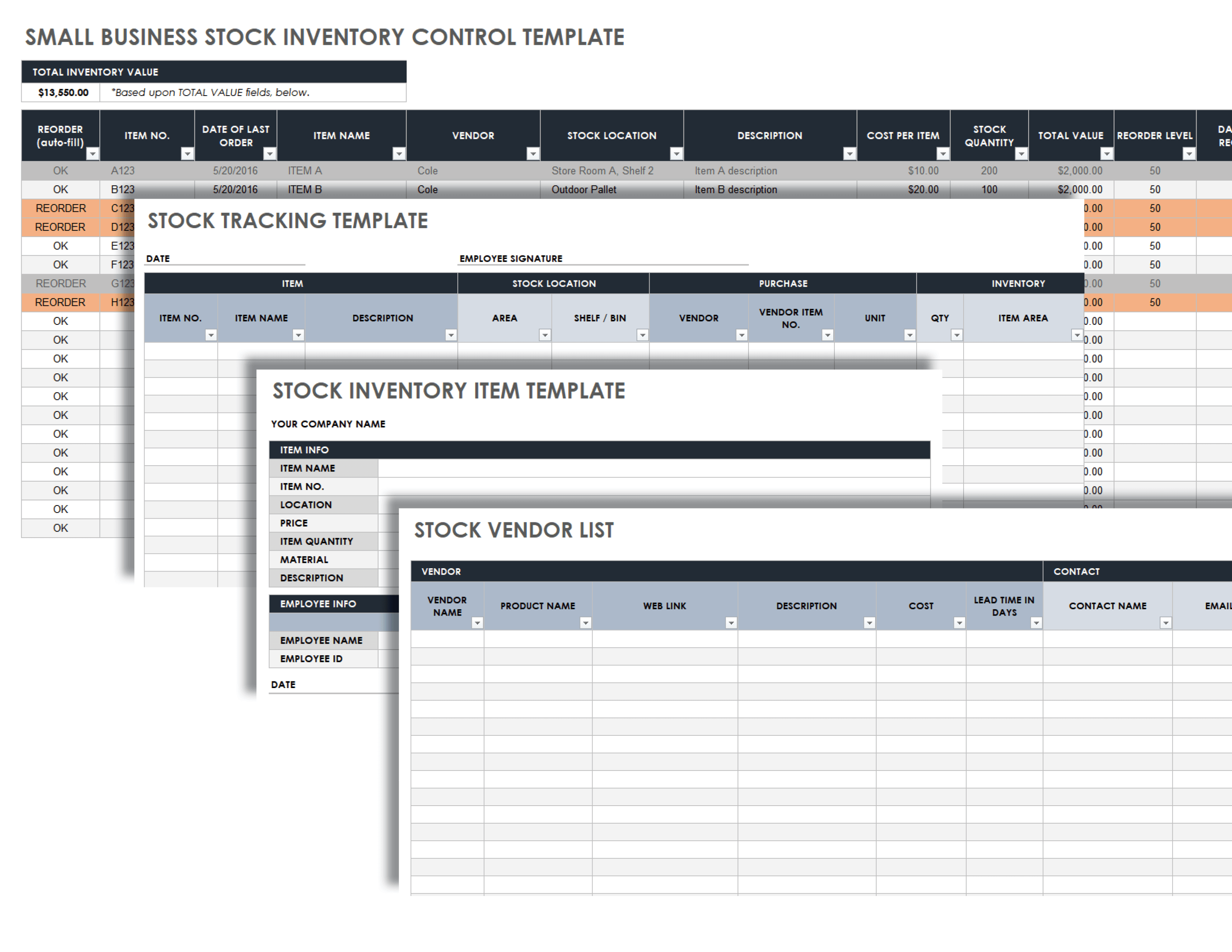 Small Business Stock Inventory Control Template