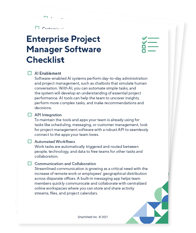 Enterprise Project Manager Software Checklist