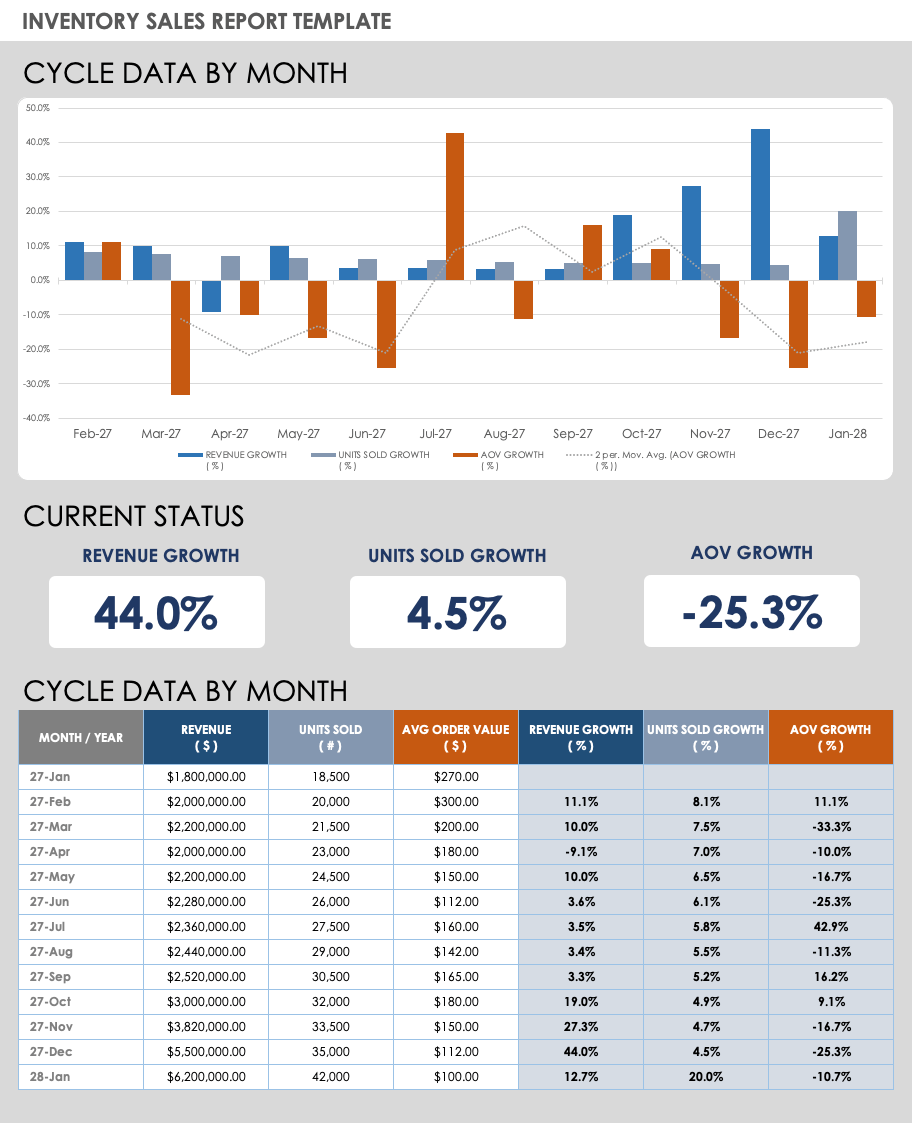 Inventory Sales Report Template