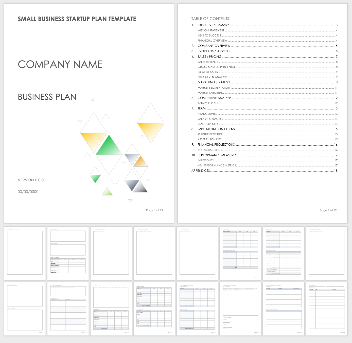 Small Business Startup Plan Template