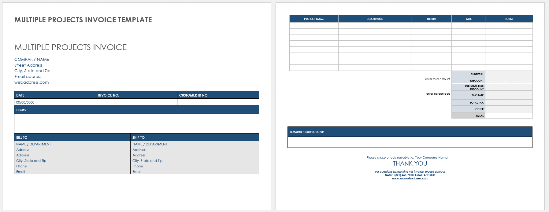 Multiple Projects Invoice Template