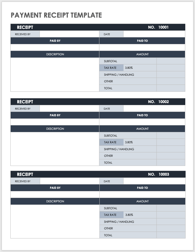 Payment Receipt Template