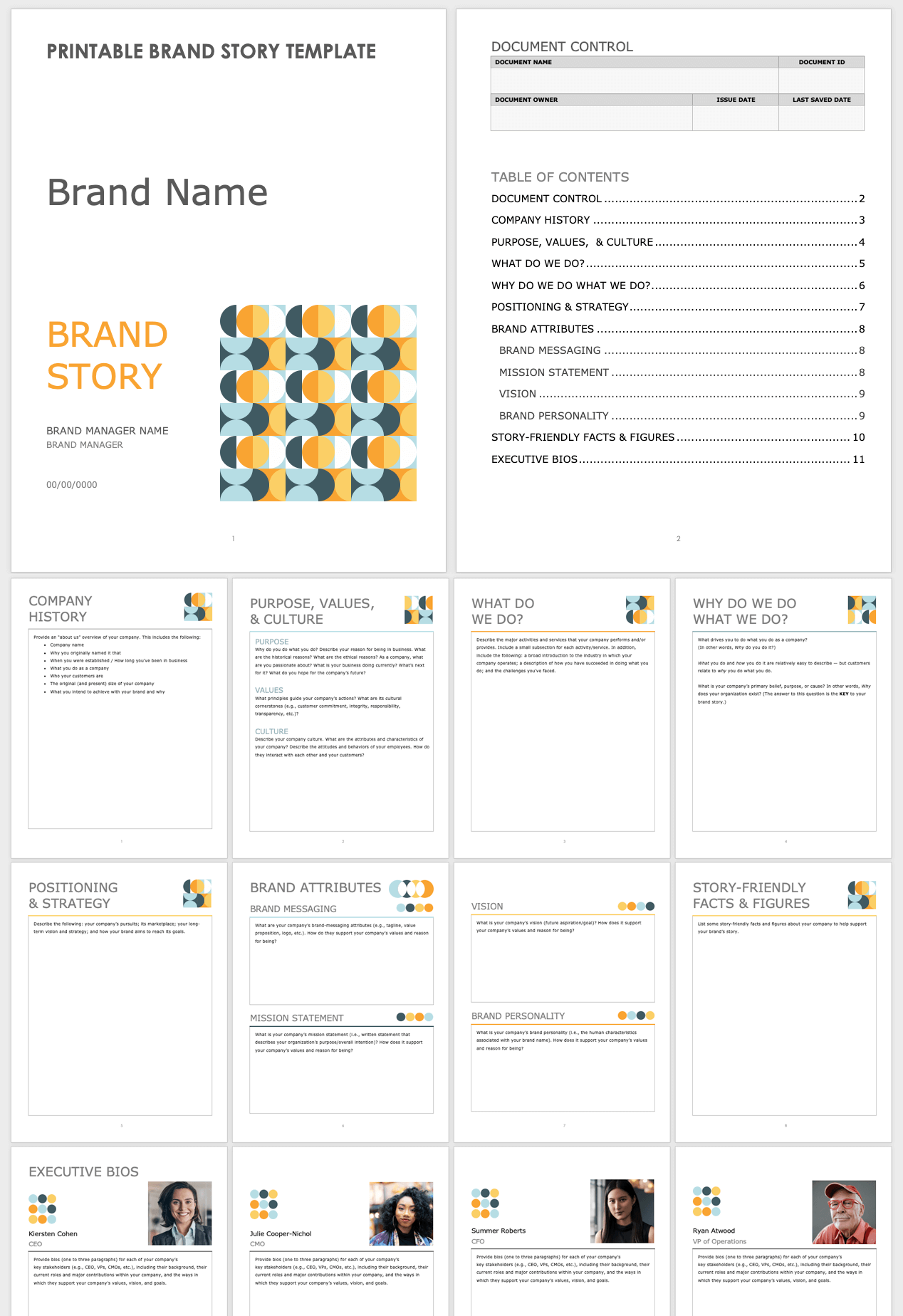 Printable Brand Story Template