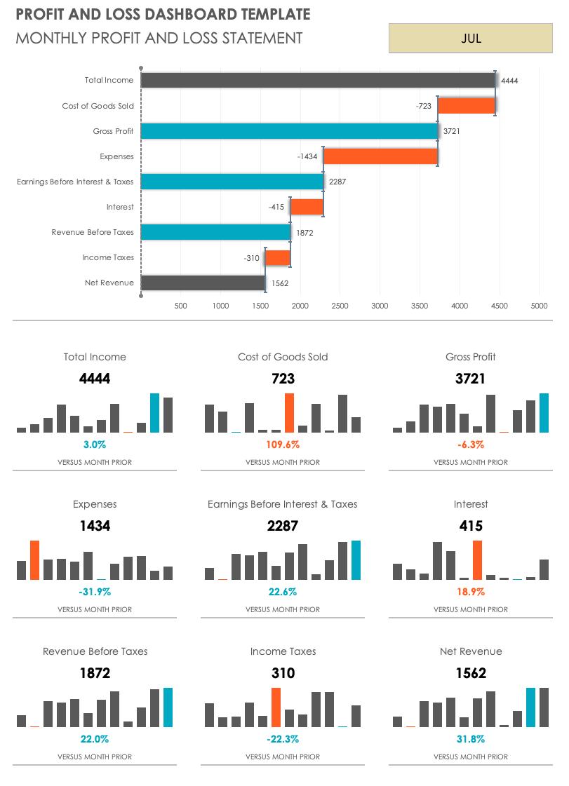 Profit and Loss Dashboard Template