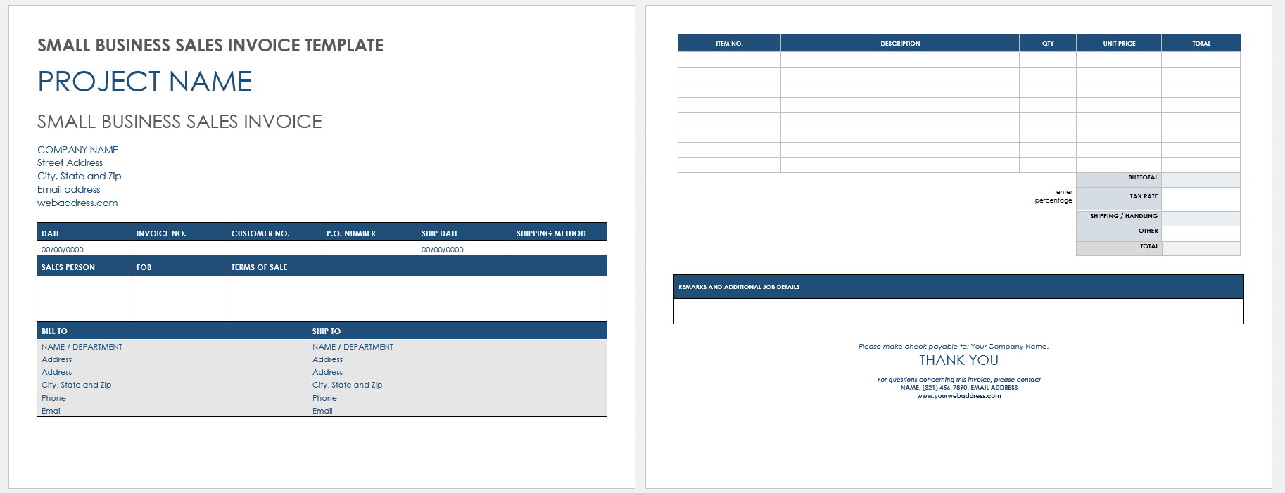 Small Business Sales Invoice Template