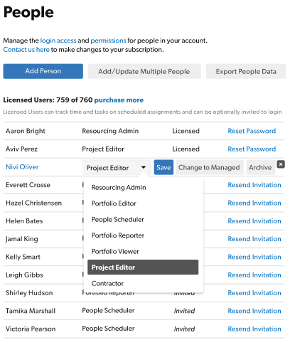 Screenshot Resource Management Project Editor
