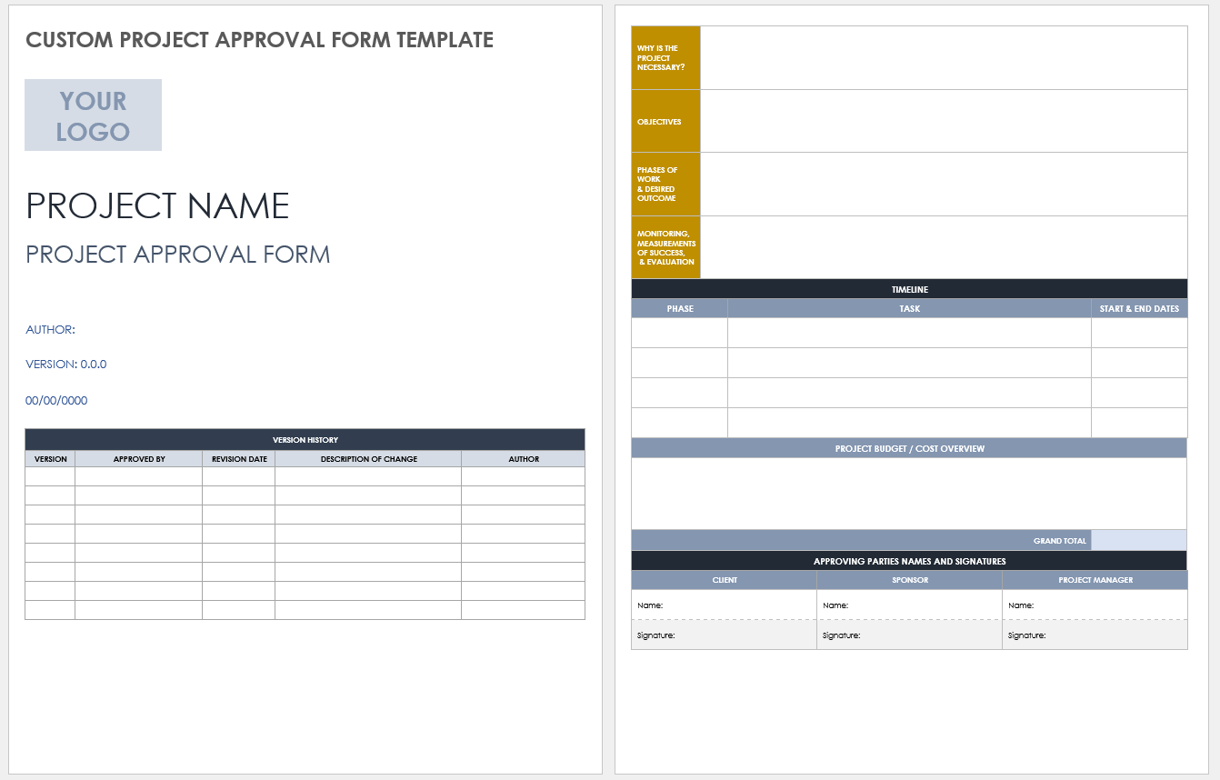 Custom Project Approval Form Template