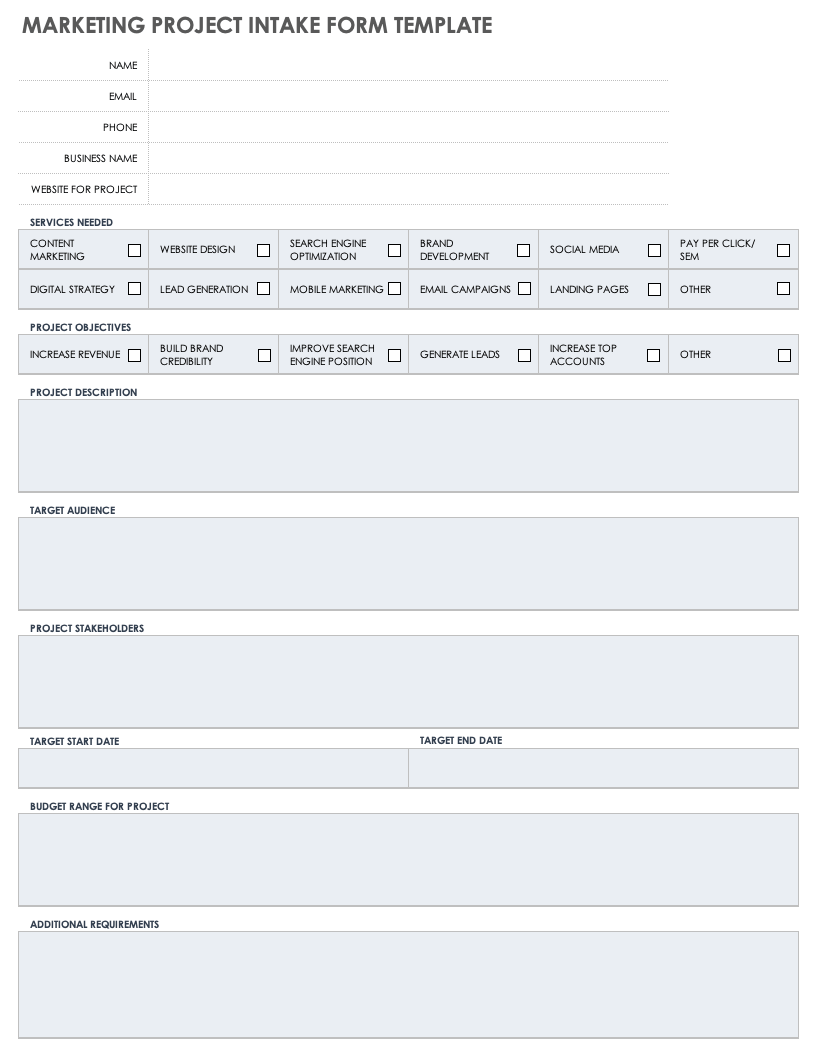 Marketing Project Intake Form