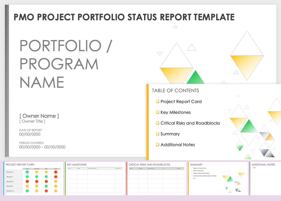 PMO Project Portfolio Status Report Template