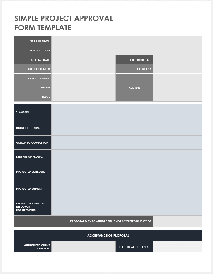Simple Project Approval Form Template