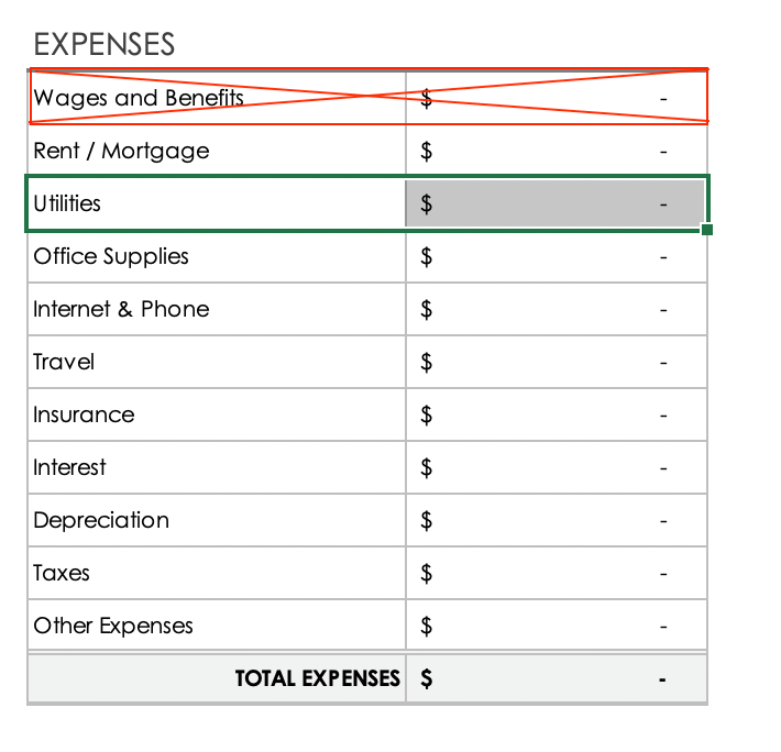 Expenses Category Customize One Row