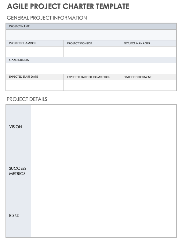 Agile Project Charter Template