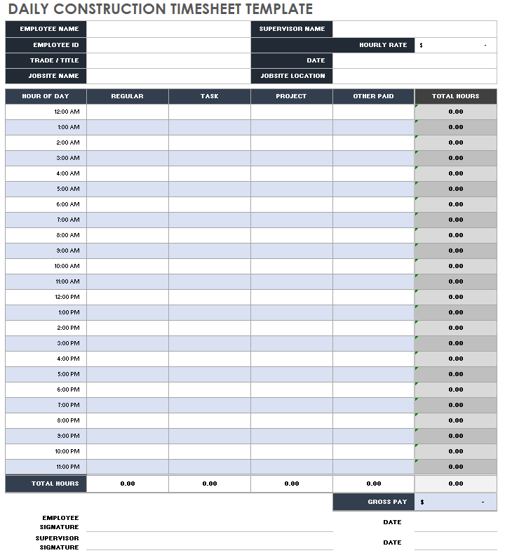 Free Daily Timesheet & Time Card Templates | Smartsheet