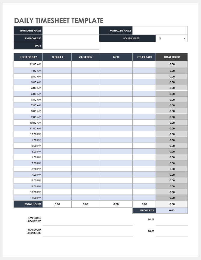 Free Daily Timesheet & Time Card Templates | Smartsheet