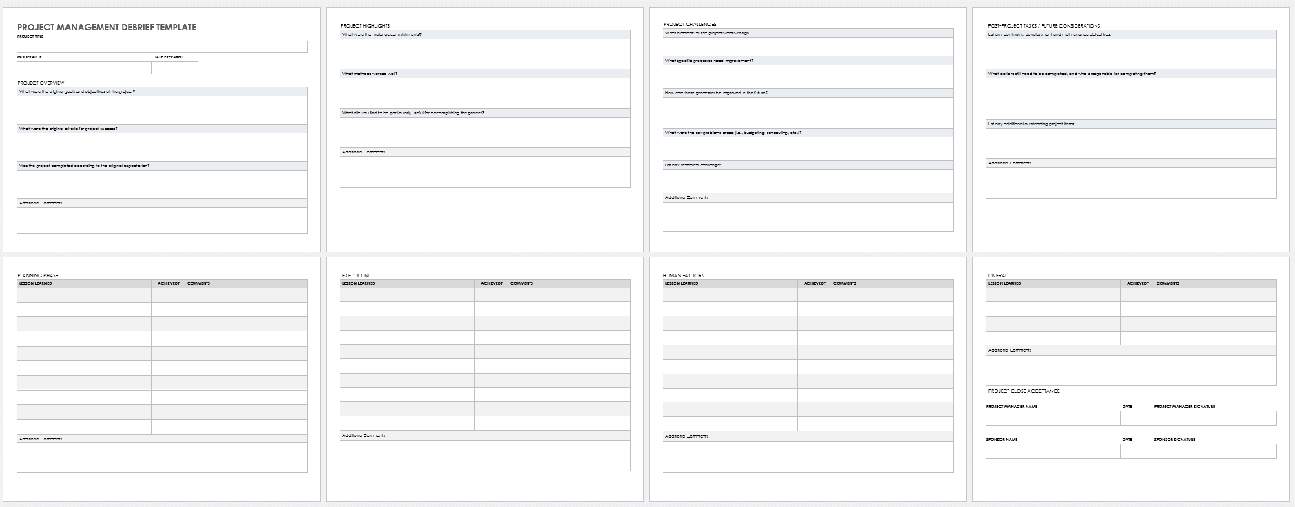 Project Management Debrief Template