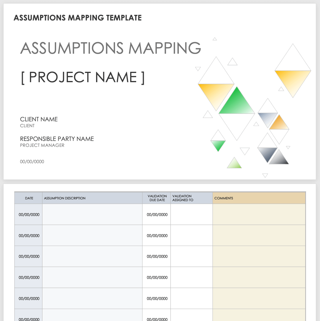 assumption sheet business plan example