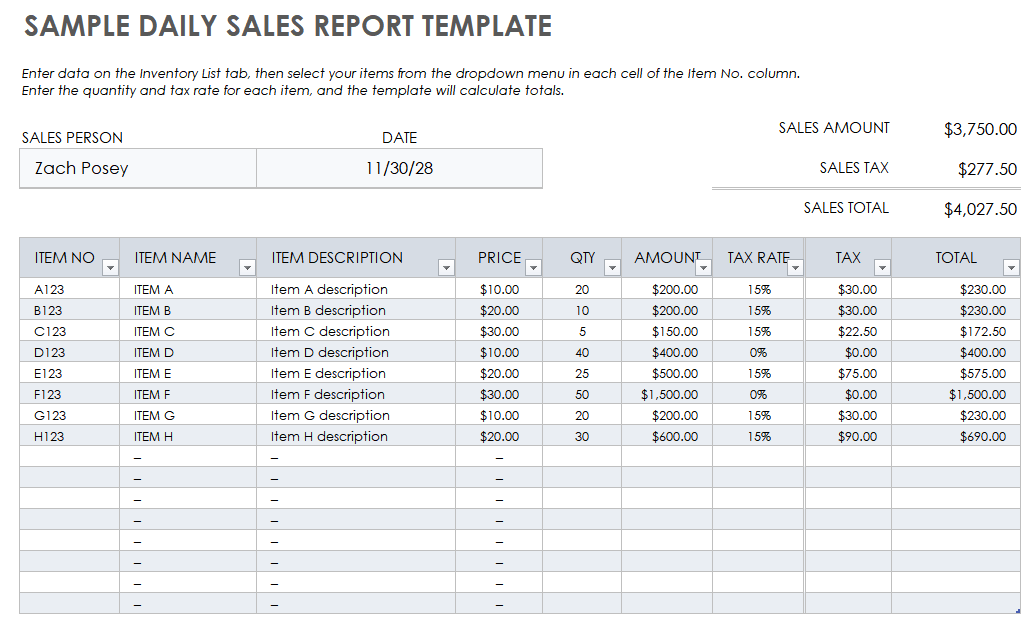 Free Daily Sales Report Forms & Templates | Smartsheet