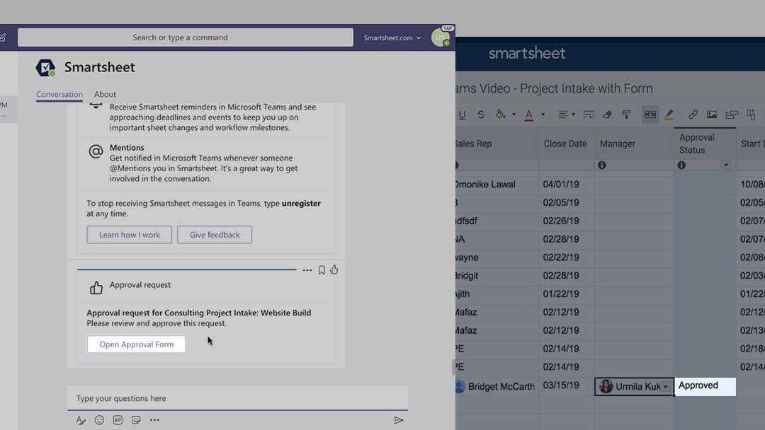 Microsoft Teams direct message and reminders screenshot