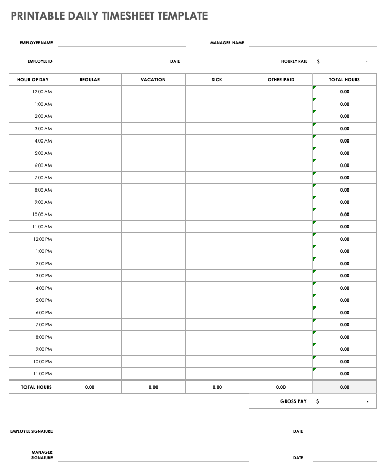 Printable Timesheet Template Word