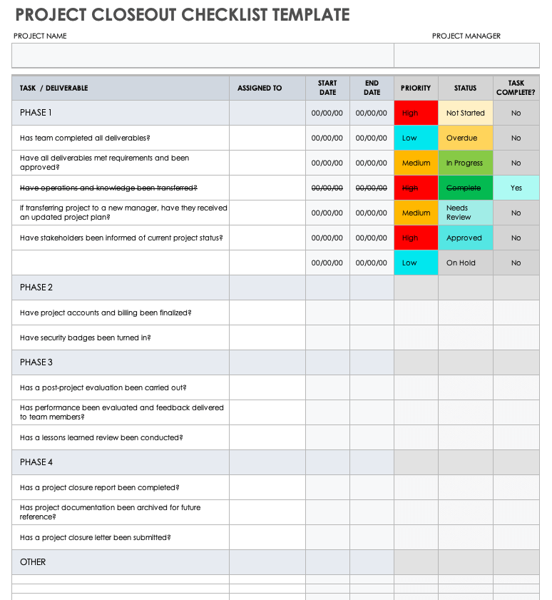 Project Management Checklist Excel Template Checklist - vrogue.co