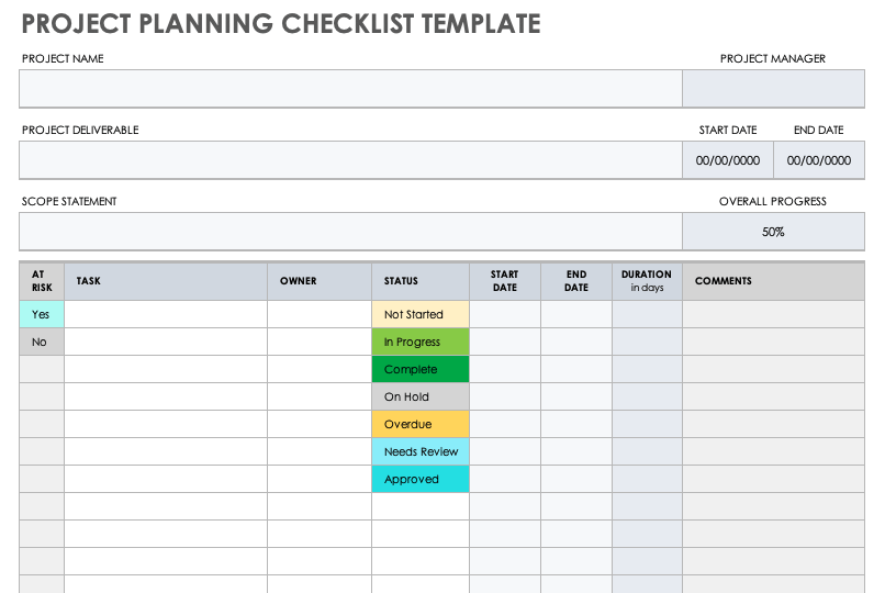 Project Planning Checklist Template