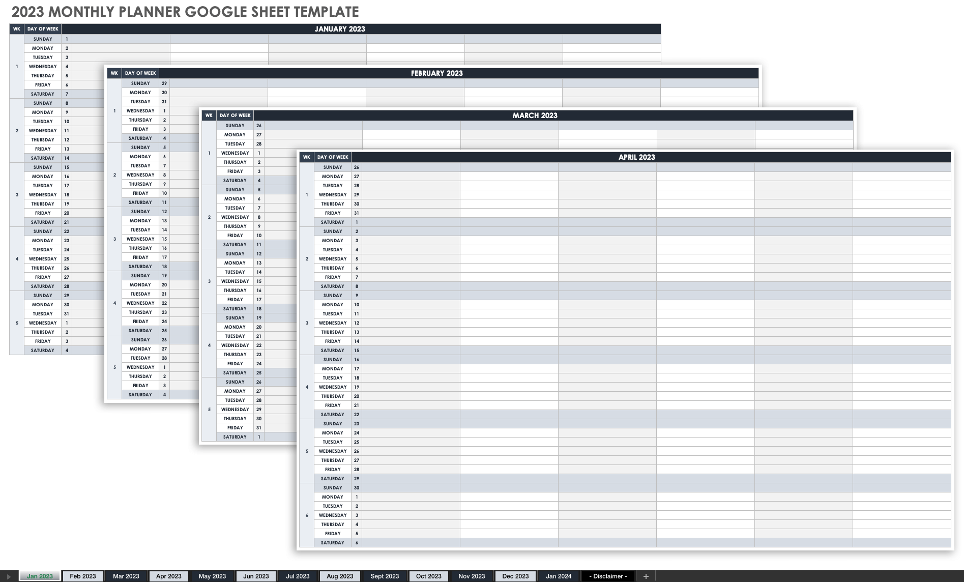 Free Google Sheets Monthly Calendar Templates | Smartsheet