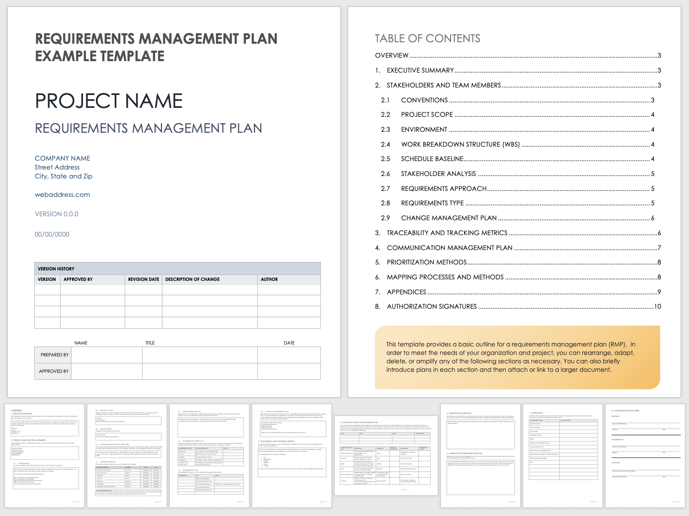 Requirements Management Plan Example