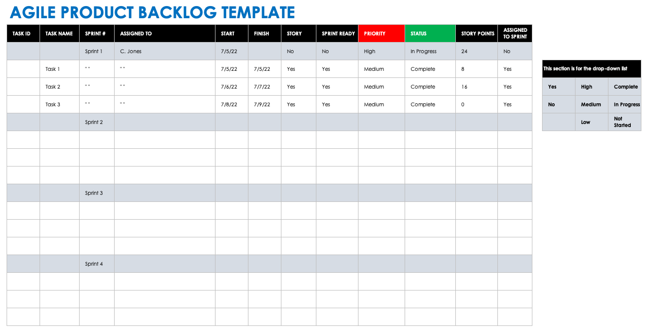 Agile Product Backlog Excel Template