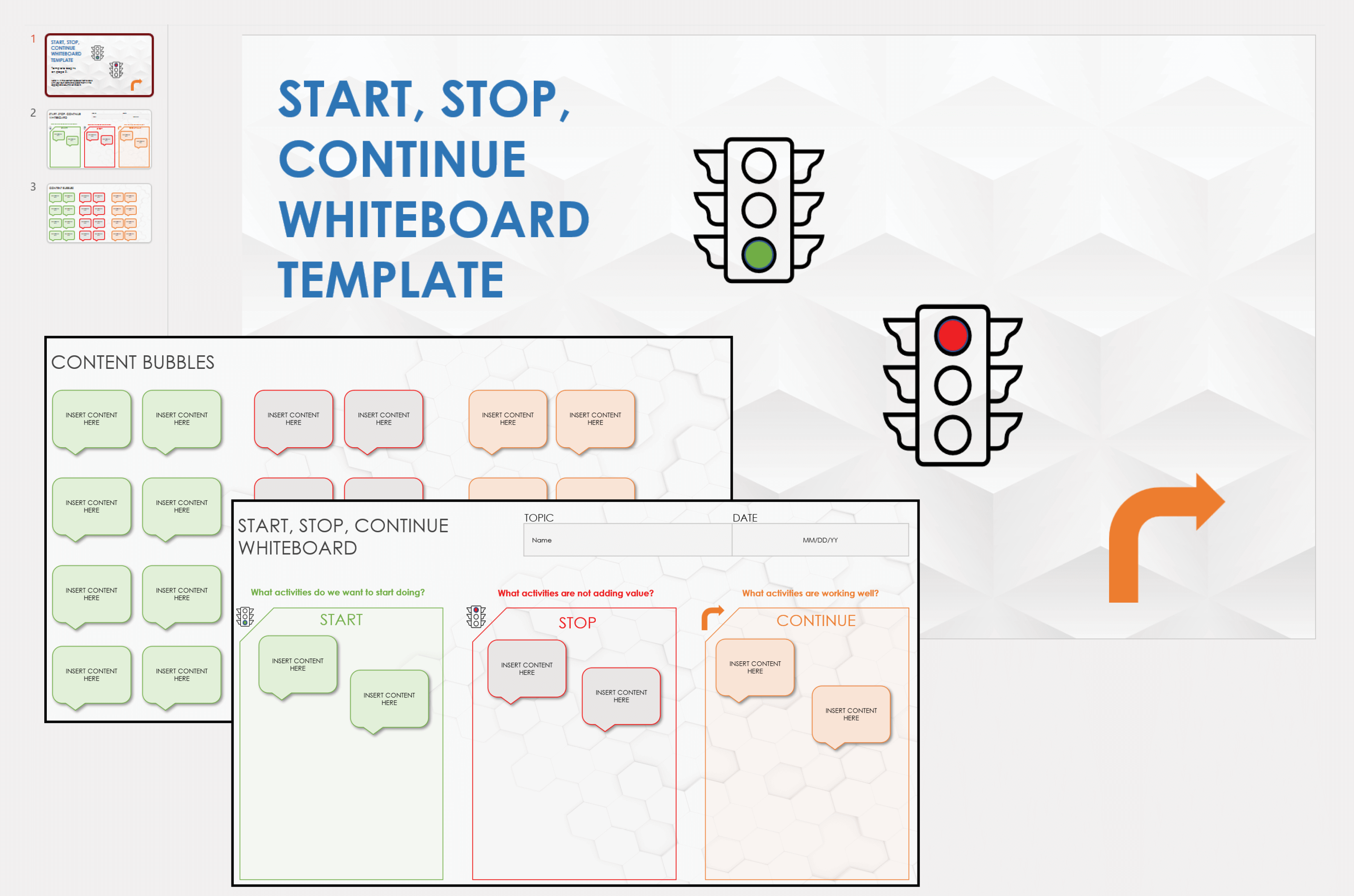 Start, Stop, Continue Whiteboard Template