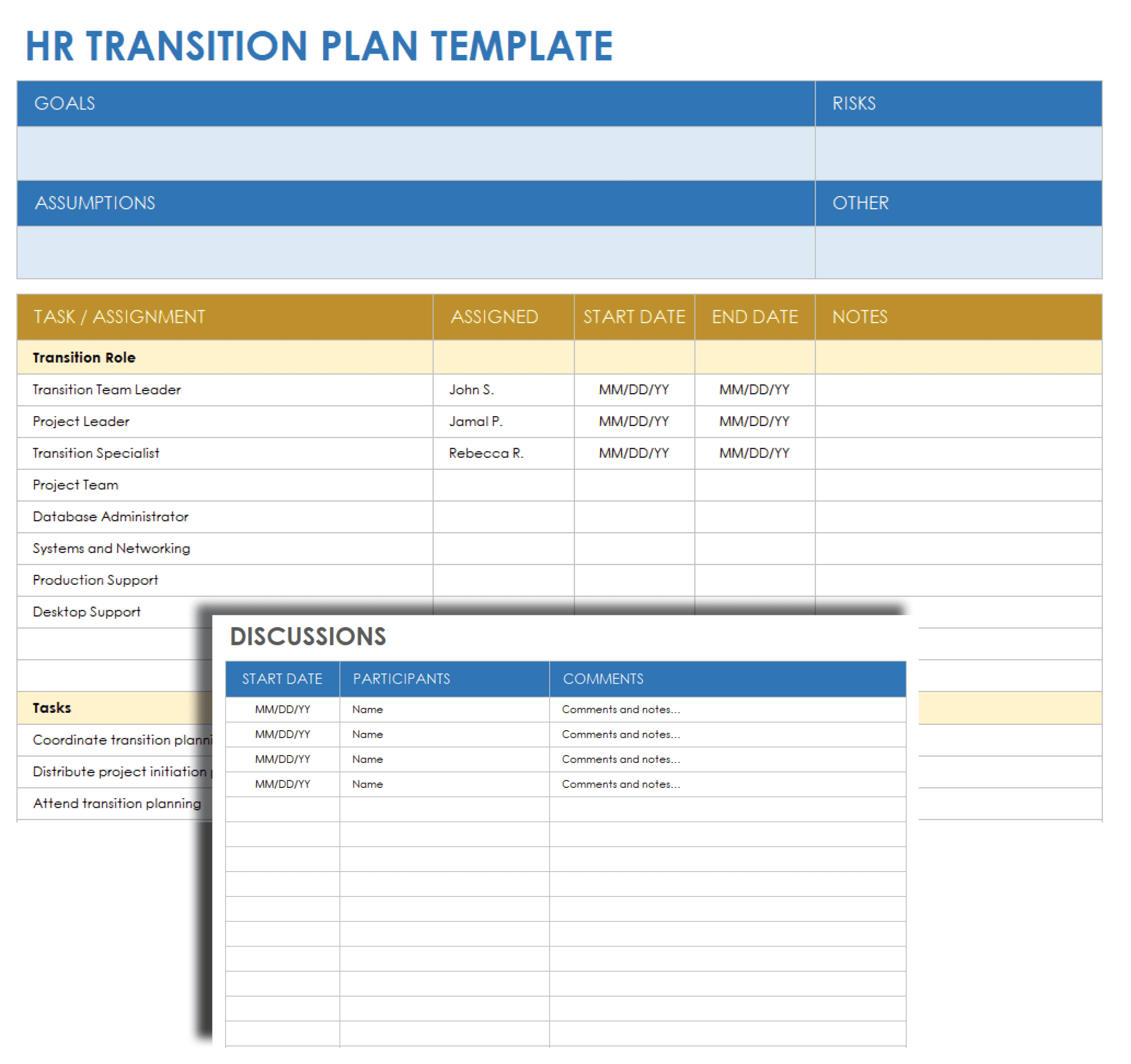 HR Transition Plan Template