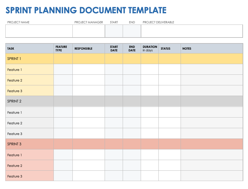 Sprint Planning Document Template
