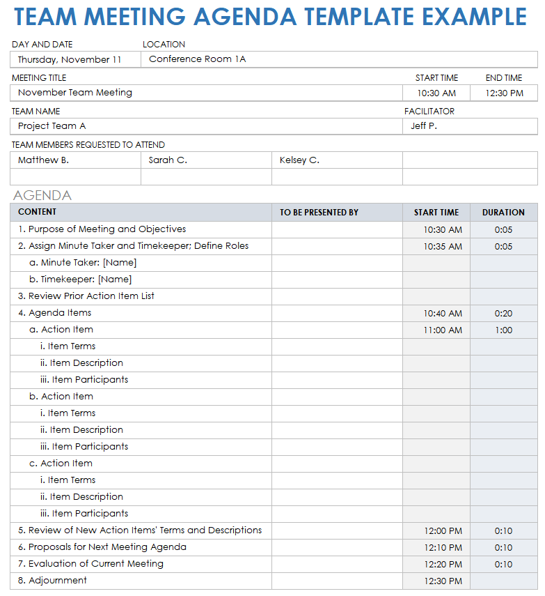 Free Team Meeting Templates | Smartsheet